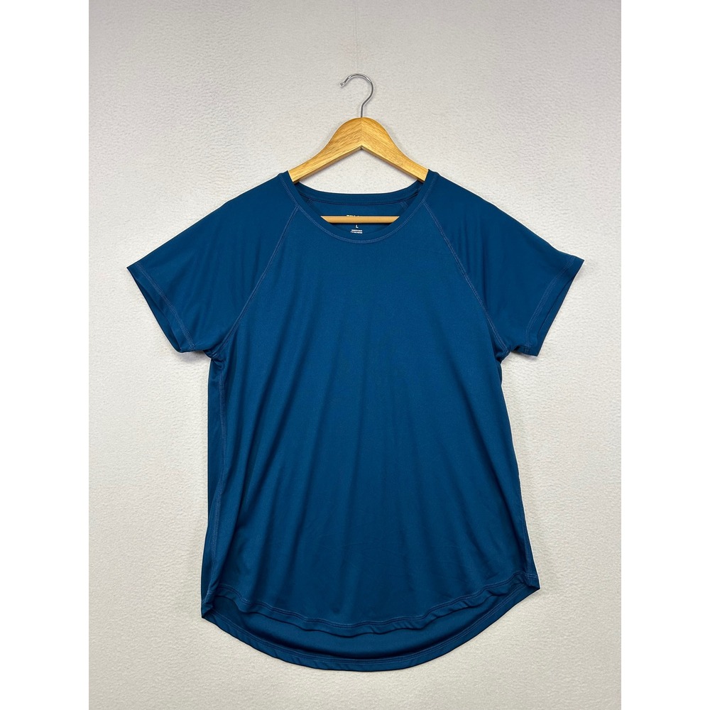 Athletic Sporty Tek Gear Womens Large Blue Short Sleeve Dry Tek T-Shirt